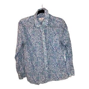 Vineyard Vines Lightweight blue floral long-sleeve button-up blouse 100% Cotton